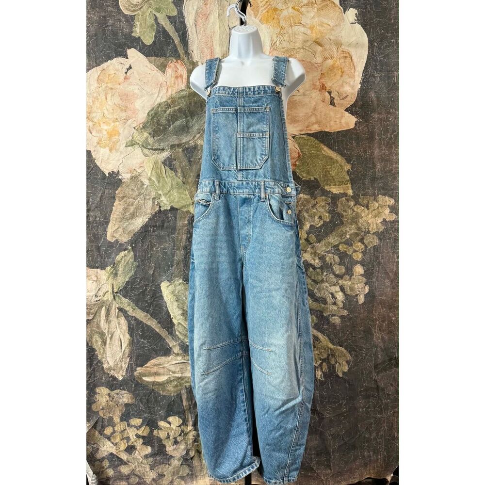 Free People We The Free Good Luck Barrel Dungarees Size M - Picture 5 of 13